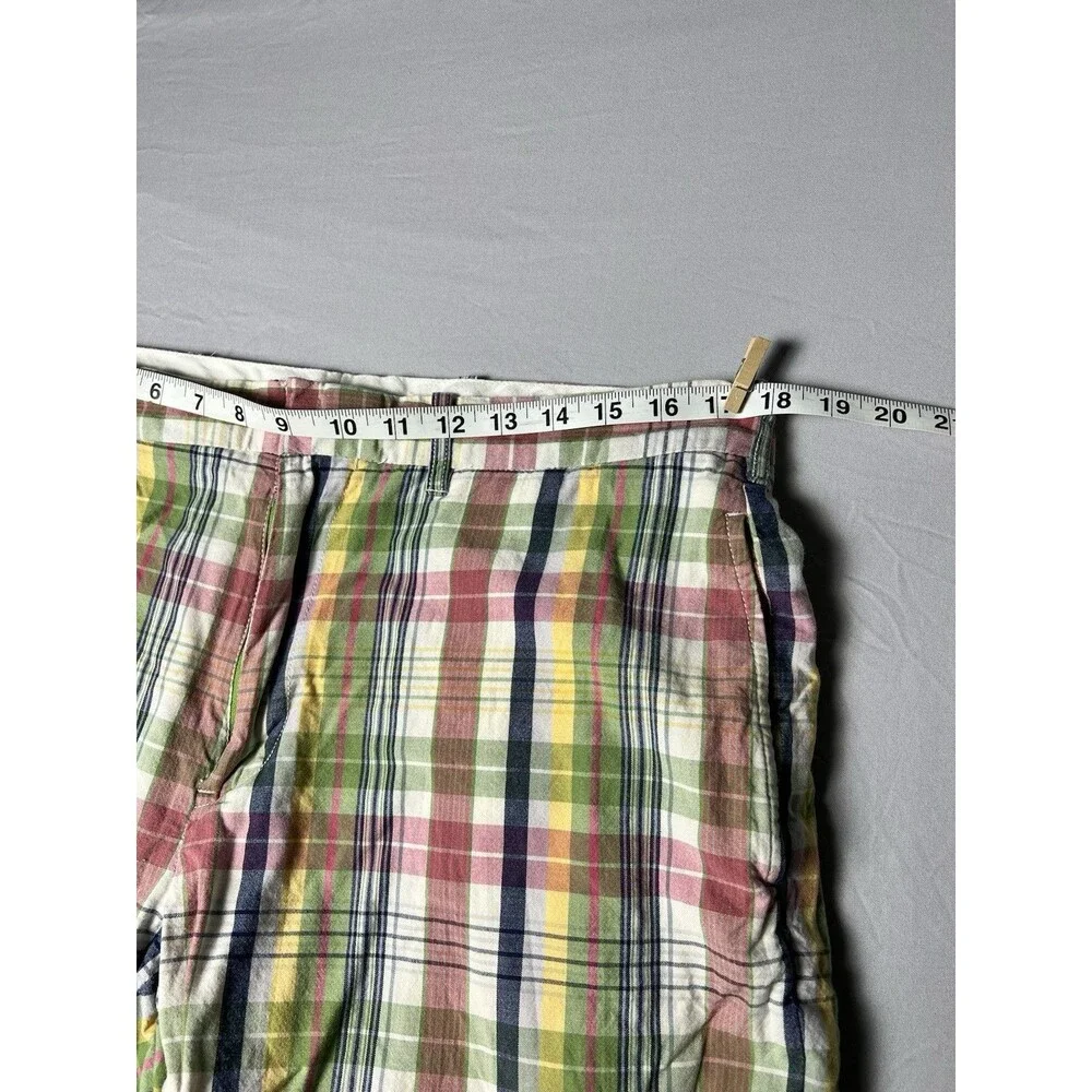 POLO RALPH LAUREN PROSPECT Mens Sz 35 Multicolor Plaid Cotton Flat Front Shorts